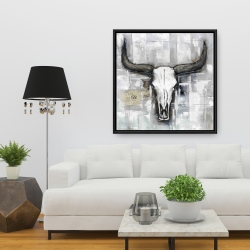 Framed 36 x 36 - Bull skull on an industrial background
