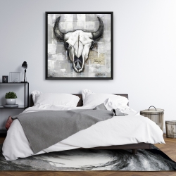 Framed 36 x 36 - Industrial style bull skull