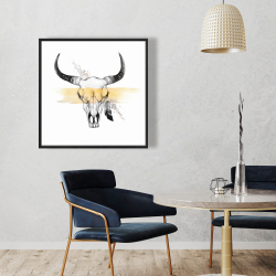 Framed 36 x 36 - Cow skull with feather
