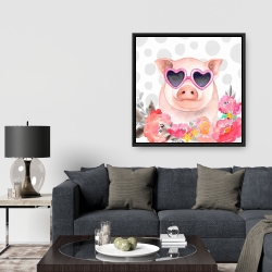Framed 36 x 36 - Little pig in love