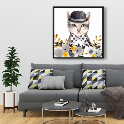 Framed 36 x 36 - Chic cat