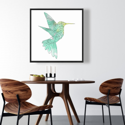 Framed 36 x 36 - Geometric hummingbird