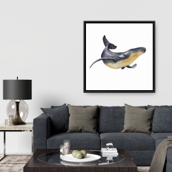 Encadré 36 x 36 - Baleine bleue aquarelle