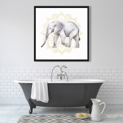 Framed 36 x 36 - Elephant on mandalas