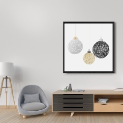 Framed 36 x 36 - Three christmas balls