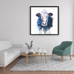 Framed 36 x 36 - Watercolor cow