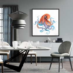 Framed 36 x 36 - Funny colorful octopus