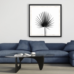 Framed 36 x 36 - Cabbage palm leaf with rose lines