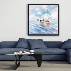 Framed 36 x 36 - Sailboats in the sea