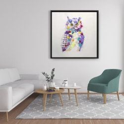 Framed 36 x 36 - Textured abstract owl