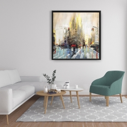 Framed 36 x 36 - Abstract rainy street