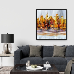 Framed 36 x 36 - Orange buildings