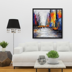 Framed 36 x 36 - Color spotted street with taxis