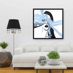 Framed 36 x 36 - Abstract blue woman portrait
