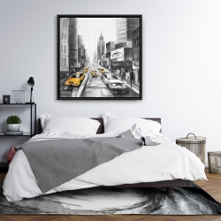 Framed 36 x 36 - Yellow taxis in new york