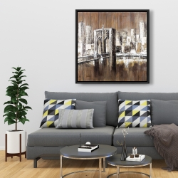 Framed 36 x 36 - Aged finish brooklyn bridge
