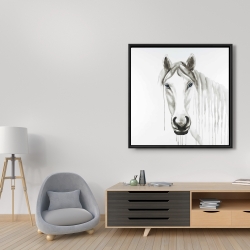 Framed 36 x 36 - Solitary white horse