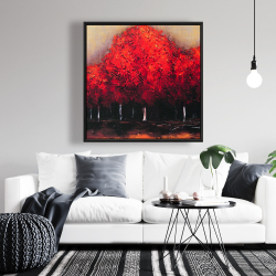Framed 36 x 36 - Red dark trees