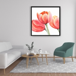 Framed 36 x 36 - Three tulips closeup