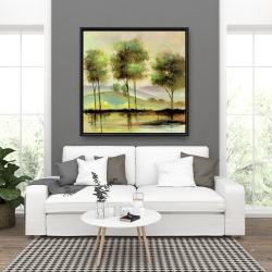 Framed 36 x 36 - Trees near the lake