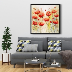 Encadré 36 x 36 - Jardin de fleurs rouge
