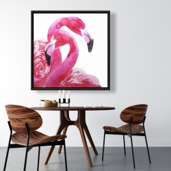 Framed 36 x 36 - Watercolor flamingo love