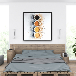 Framed 36 x 36 - Four cups of coffee with paint splash