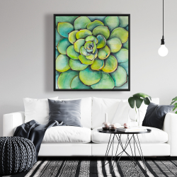 Framed 36 x 36 - Watercolor succulent plant