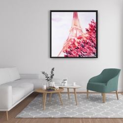 Framed 36 x 36 - Pink eiffel tower