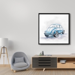 Framed 36 x 36 - Beetle blue car
