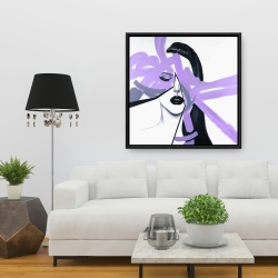 Encadré 36 x 36 - Portrait de femme mauve et abstrait