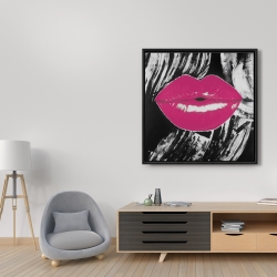Framed 36 x 36 - Pink glossy lips