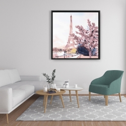 Framed 36 x 36 - Paris & eiffel scene