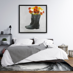 Framed 36 x 36 - Boots full of flowers