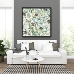 Framed 36 x 36 - Pine cone pattern