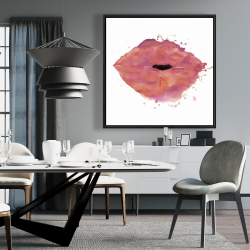 Framed 36 x 36 - Watercolor pink lipstick
