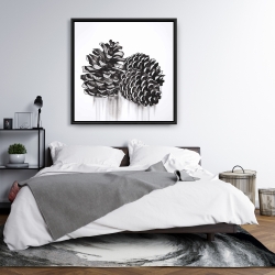 Framed 36 x 36 - Three small pine cones