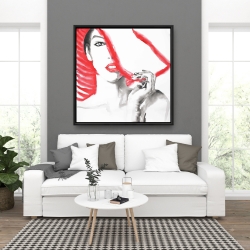 Framed 36 x 36 - Woman with big hat
