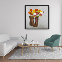 Encadré 36 x 36 - Bottes avec fleurs marguerite