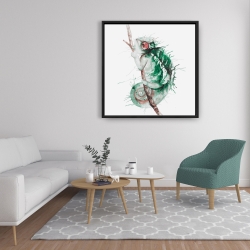 Framed 36 x 36 - Watercolor chameleon