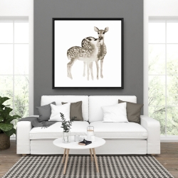 Framed 36 x 36 - Sepia fawns love