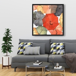 Framed 36 x 36 - The umbrellas of petit champlain