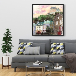 Framed 36 x 36 - Château frontenac in the petit champlain