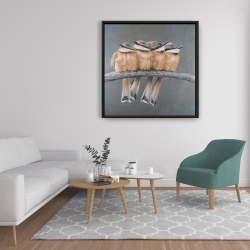 Framed 36 x 36 - Four birds on a branch