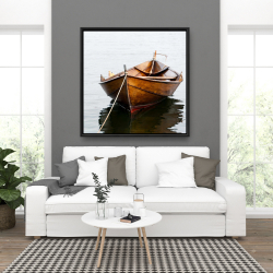 Framed 36 x 36 - Rowboat on calm water