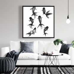 Framed 36 x 36 - Black fishes