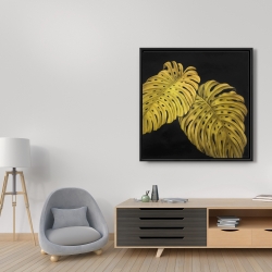 Encadré 36 x 36 - Feuille monstera doré