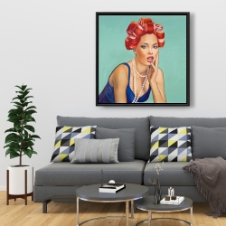 Framed 36 x 36 - Pin up girl with curlers