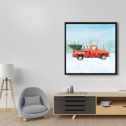 Framed 36 x 36 - Christmas tree truck