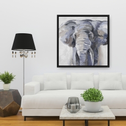 Encadré 36 x 36 - éléphant bleu pastel